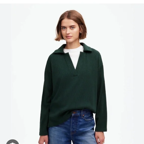 Madewell Relaxed Long Sleeve Polo Tee - Picture 2 of 8